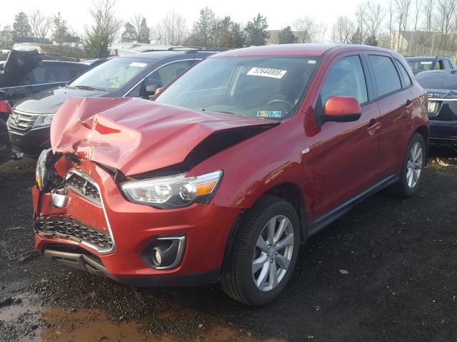 4A4AR3AUXFE059056 - 2015 MITSUBISHI OUTLANDER RED photo 2