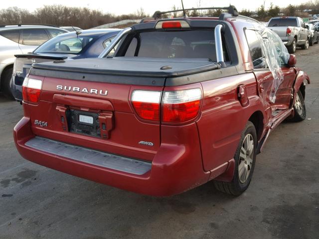 4S4BT63C955105344 - 2005 SUBARU BAJA TURBO RED photo 4