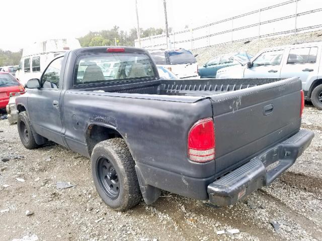 1B7FL26P01S328235 - 2001 DODGE DAKOTA BLACK photo 3