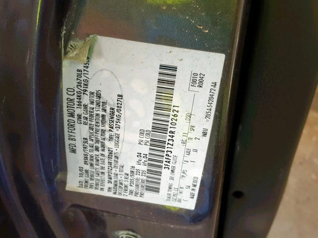 3FAFP31Z34R102621 - 2004 FORD FOCUS ZX3 GRAY photo 10