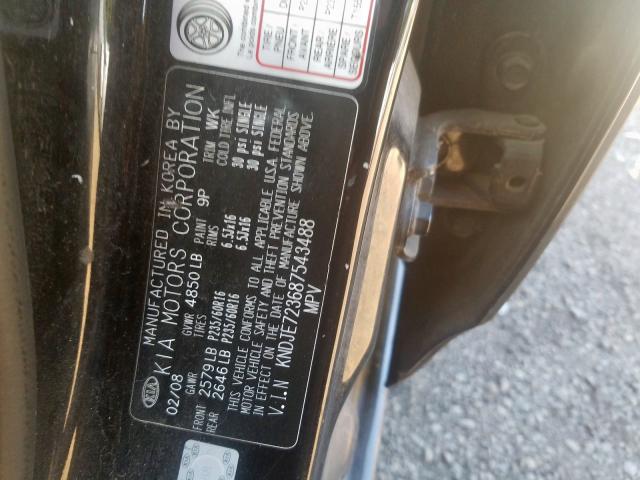 KNDJE723687543488 - 2008 KIA SPORTAGE E BLACK photo 10