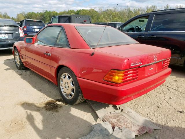 WDBFA66E3MF017535 - 1991 MERCEDES-BENZ 500 SL RED photo 3