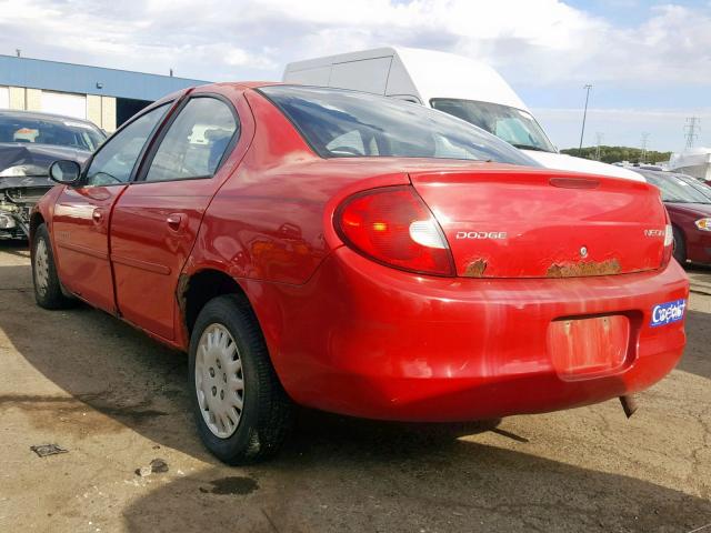 1B3ES46C91D270056 - 2001 DODGE NEON SE RED photo 3