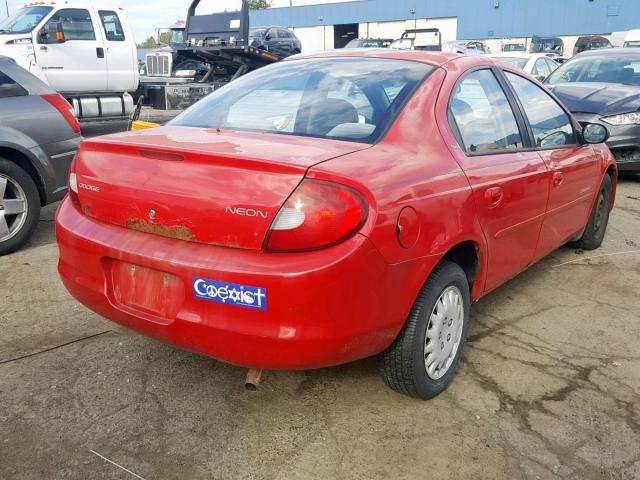 1B3ES46C91D270056 - 2001 DODGE NEON SE RED photo 4