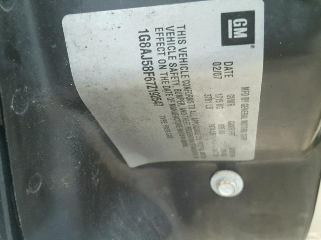 1G8AJ58F67Z192547 - 2007 SATURN ION LEVEL BLACK photo 10