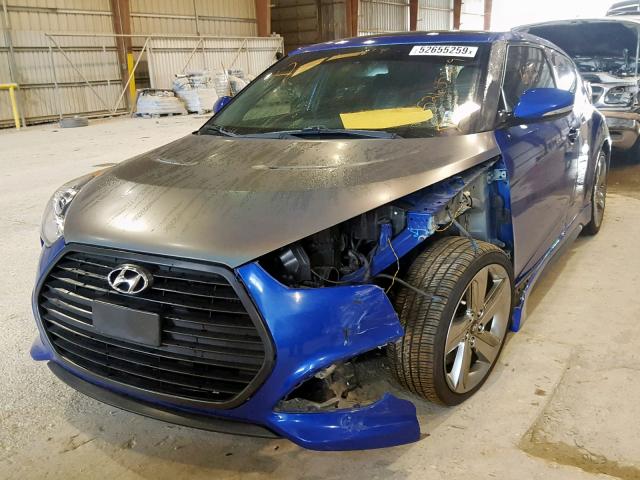 KMHTC6AE6DU175073 - 2013 HYUNDAI VELOSTER T BLUE photo 2