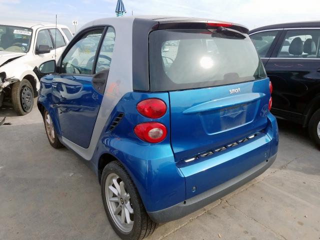 WMEEJ31X19K303582 - 2009 SMART FORTWO BLUE photo 3