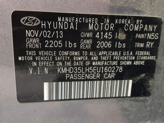 KMHD35LH5EU160278 - 2014 HYUNDAI ELANTRA GT SILVER photo 10