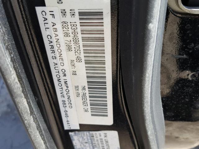 1B3HB48B07D521489 - 2007 DODGE CALIBER SX BLACK photo 10