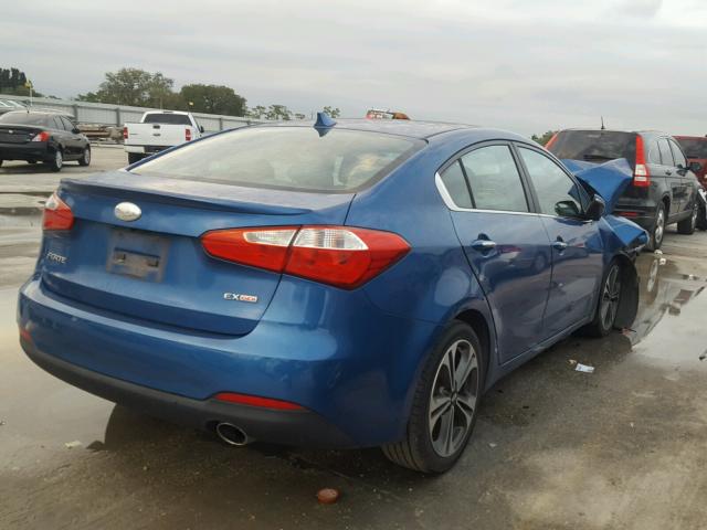 KNAFZ4A84E5175614 - 2014 KIA FORTE EX BLUE photo 4