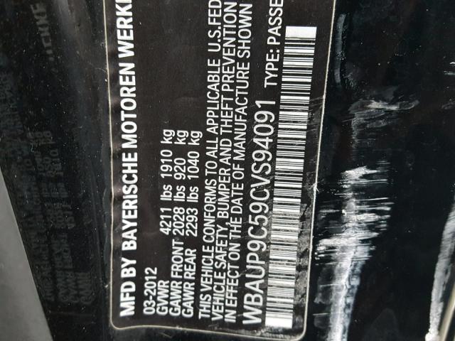 WBAUP9C59CVS94091 - 2012 BMW 128 I BLACK photo 10