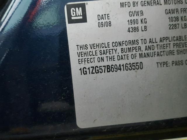 1G1ZG57B694163550 - 2009 CHEVROLET MALIBU LS 蓝色 照片 10