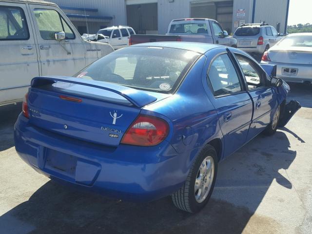 1B3ES56C54D571756 - 2004 DODGE NEON SXT BLUE photo 4