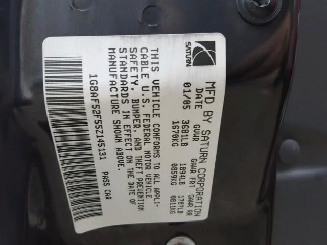 1G8AF52F55Z145131 - 2005 SATURN ION LEVEL RED photo 10