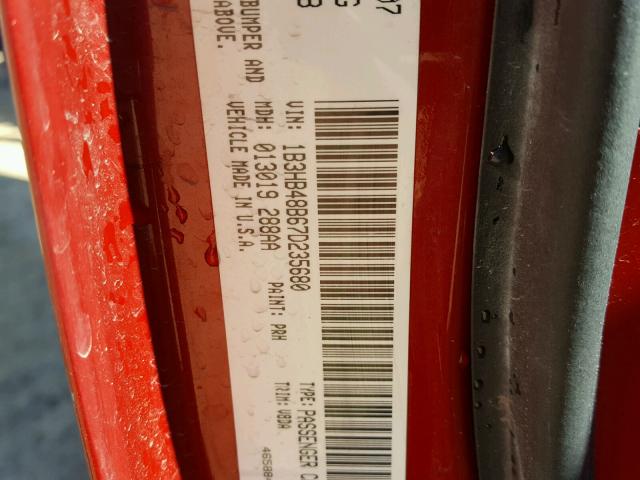 1B3HB48B67D235680 - 2007 DODGE CALIBER SX RED photo 10