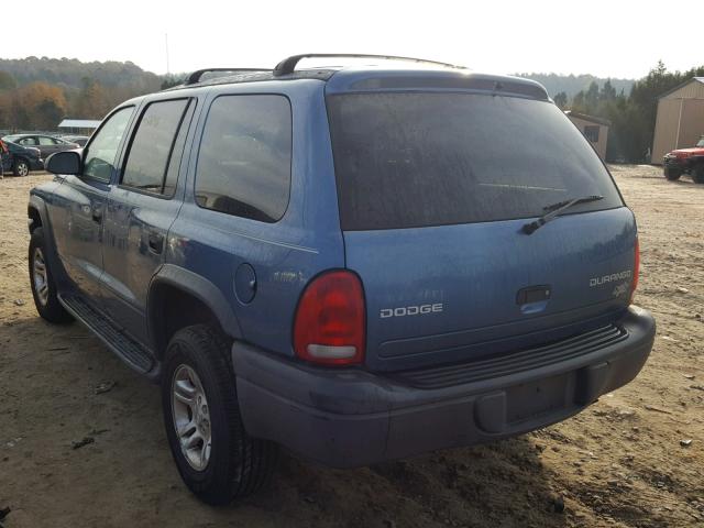 1D4HS38N93F617092 - 2003 DODGE DURANGO SP BLUE photo 3