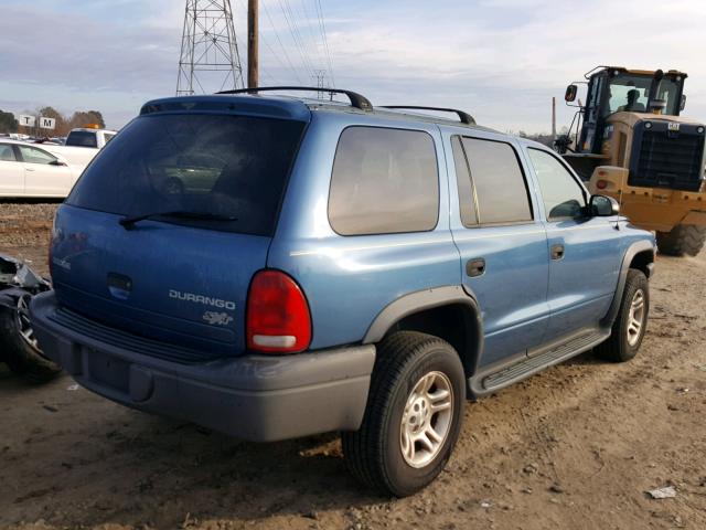 1D4HS38N93F617092 - 2003 DODGE DURANGO SP BLUE photo 4