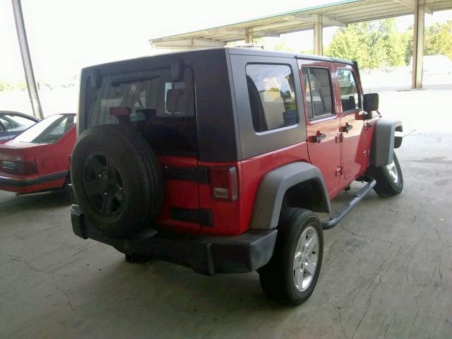 1J4GB39127L177769 - 2007 JEEP WRANGLER X RED photo 4