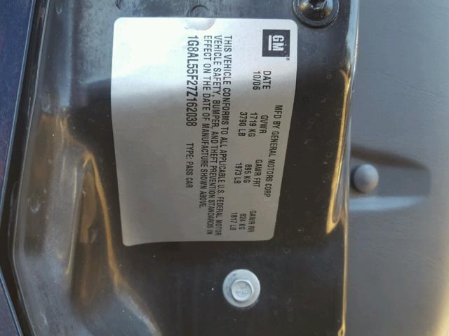 1G8AL55F27Z162038 - 2007 SATURN ION LEVEL BLUE photo 10