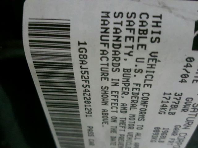 1G8AJ52F54Z201291 - 2004 SATURN ION LEVEL BLACK photo 10