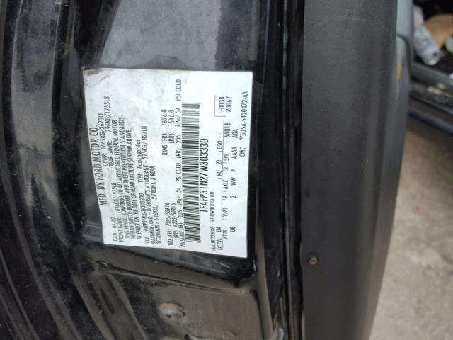 1FAFP31N27W303330 - 2007 FORD FOCUS ZX3 BLACK photo 10