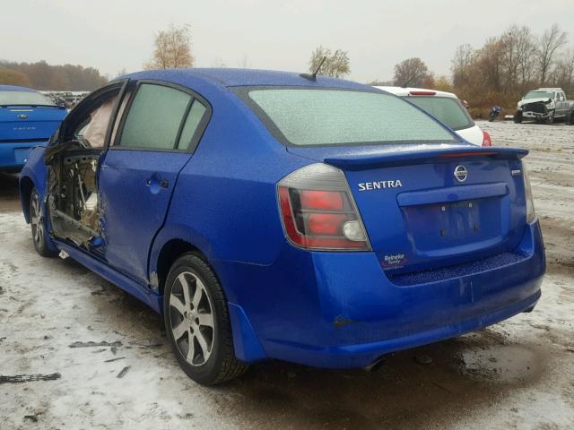 3N1AB6AP6CL723195 - 2012 NISSAN SENTRA 2.0 BLUE photo 3