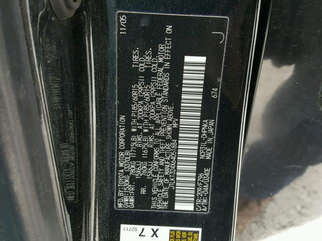 JTLKT324X64051884 - 2006 TOYOTA SCION XB Қара фото 10