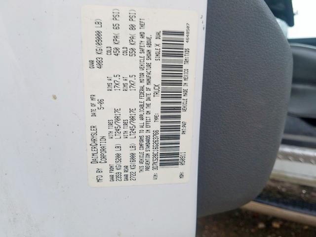 3D7KS28C16G263766 - 2006 DODGE RAM 2500 S Սպիտակ լուսանկար 10