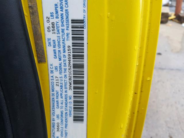 3VWCB21C52M459159 - 2002 VOLKSWAGEN NEW BEETLE 黄色 照片 10