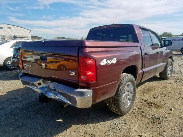 1D7HW48N35S152199 - 2005 DODGE DAKOTA QUA RED photo 4