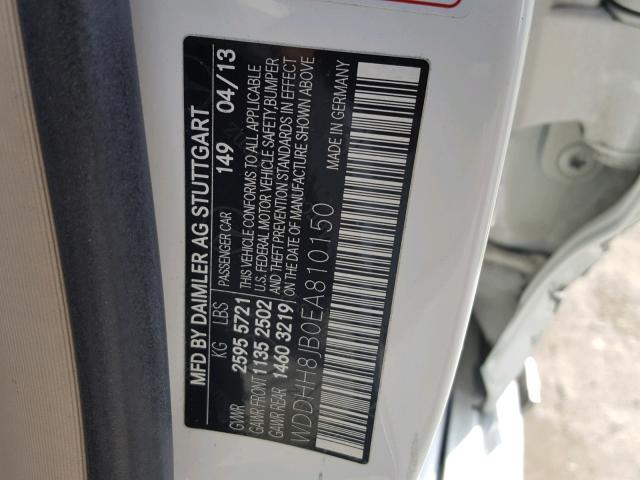 WDDHH8JB0EA810150 - 2014 MERCEDES-BENZ E 350 4MAT WHITE photo 10