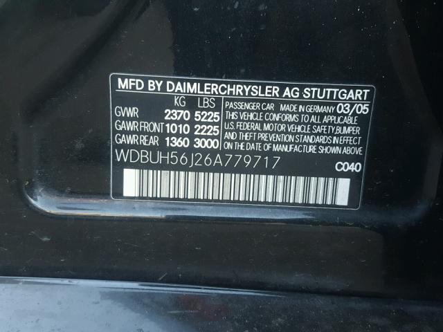 WDBUH56J26A779717 - 2006 MERCEDES-BENZ E 350 WAGO BLACK photo 10