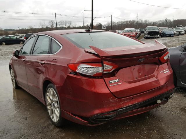 3FA6P0D95DR210393 - 2013 FORD FUSION TIT RED photo 3