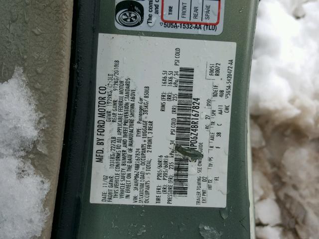 3FAHP06Z48R167824 - 2008 FORD FUSION S GREEN photo 10