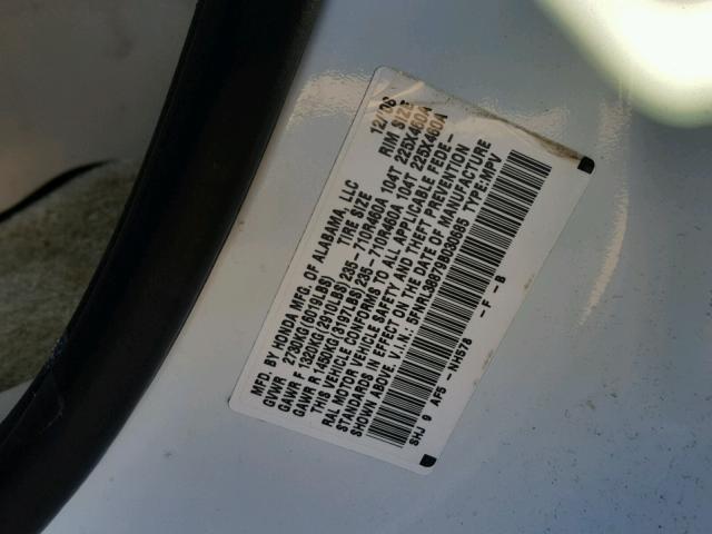 5FNRL38879B030685 - 2009 HONDA ODYSSEY TO WHITE photo 10