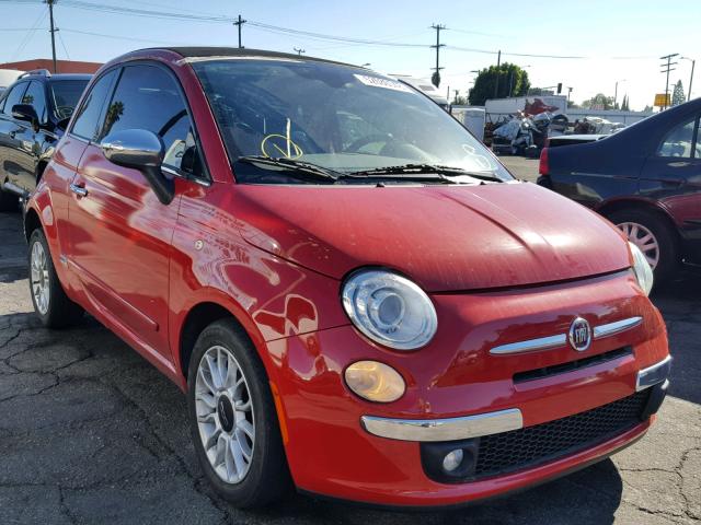 3C3CFFER7CT352431 - 2012 FIAT 500 LOUNGE RED photo 1
