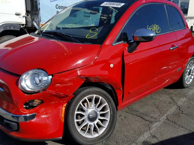 3C3CFFER7CT352431 - 2012 FIAT 500 LOUNGE RED photo 9