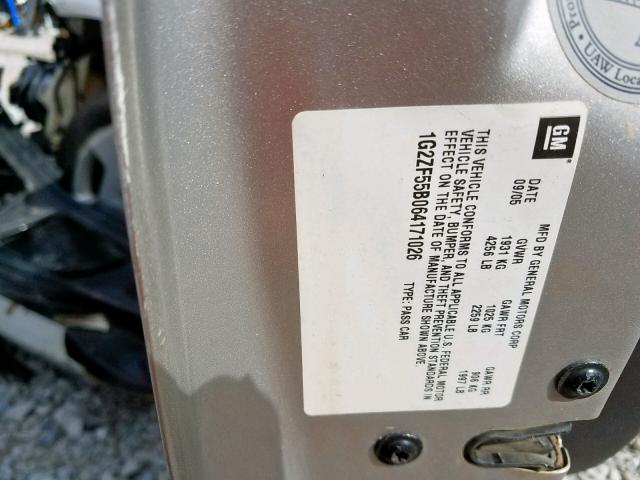 1G2ZF55B064171026 - 2006 PONTIAC G6 SE SILVER photo 10