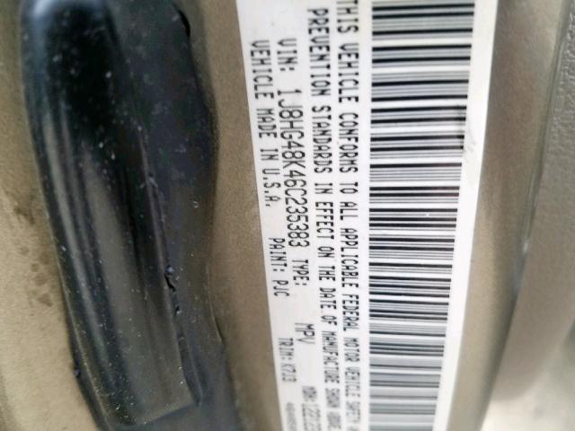 1J8HG48K46C235383 - 2006 JEEP COMMANDER მწვანე ფოტო 10