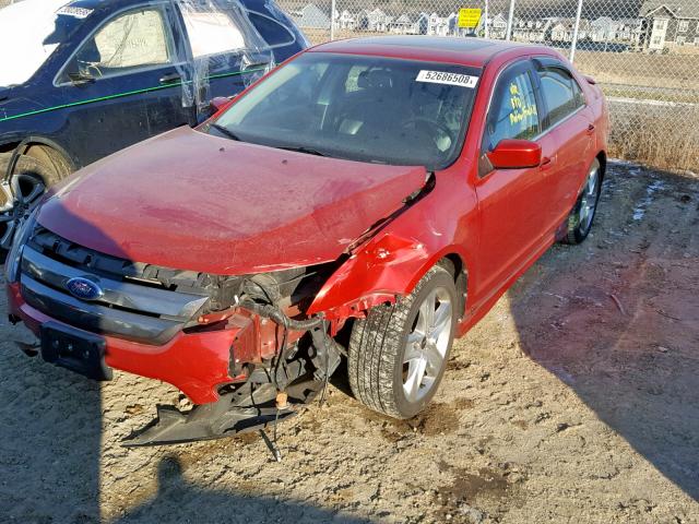 3FAHP0KC1BR133137 - 2011 FORD FUSION SPO RED photo 2