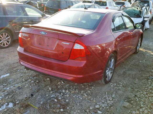 3FAHP0KC1BR133137 - 2011 FORD FUSION SPO RED photo 4