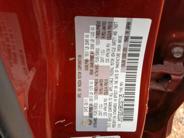 JM3TB2DA9B0327125 - 2011 MAZDA CX-9 RED photo 10