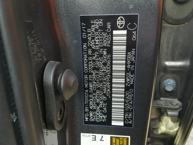JTDKARFP0H3009676 - 2017 TOYOTA PRIUS PRIM 灰色 照片 10