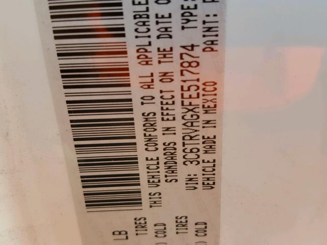 3C6TRVAGXFE517874 - 2015 RAM PROMASTER 白色 照片 10