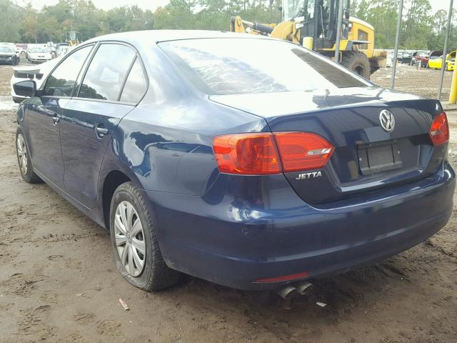 3VW2K7AJ0EM377559 - 2014 VOLKSWAGEN JETTA BASE BLUE photo 3