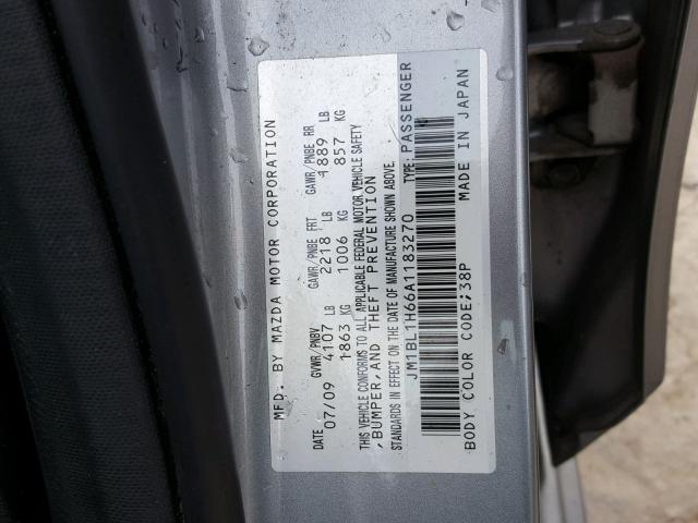 JM1BL1H66A1183270 - 2010 MAZDA 3 S SILVER photo 10