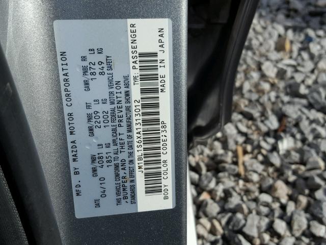 JM1BL1S6XA1313012 - 2010 MAZDA 3 S GRAY photo 10