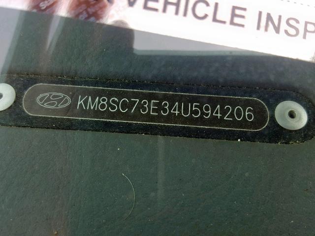 KM8SC73E34U594206 - 2004 HYUNDAI SANTA FE G BLUE photo 10