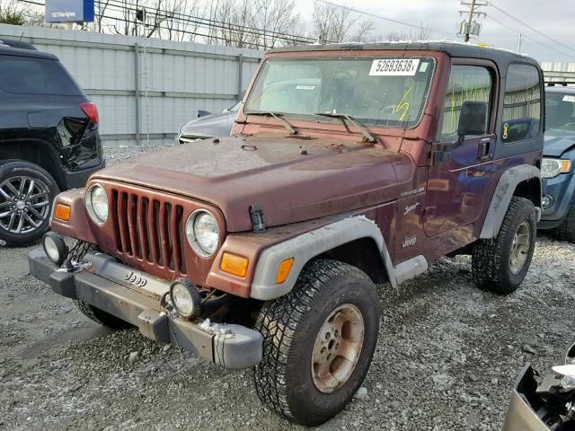 1J4FA49S22P727759 - 2002 JEEP WRANGLER / BURGUNDY photo 2