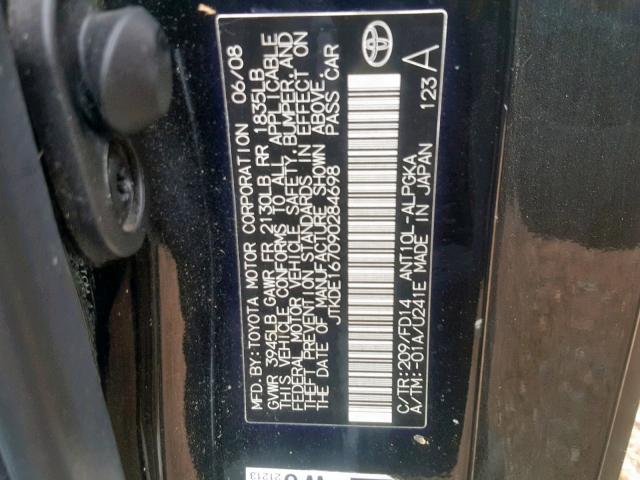 JTKDE167090284698 - 2009 TOYOTA SCION TC შავი ფოტო 10